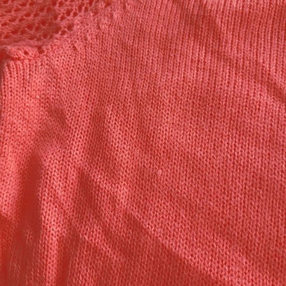 FOREVER 21 Y2K Retro Coral Pullover Sweater Size S Small crochet accent shoulder - Picture 7 of 7
